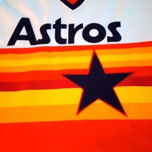 Retro Astros Jersey in Orange Rainbow from Cooperstown Collection in XL